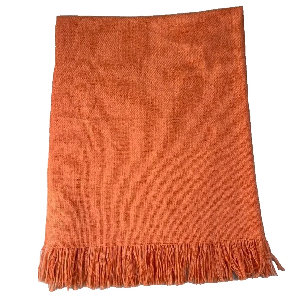 West Elm Throw Blanket Fringe Edge 50in x 60in Peach Color
